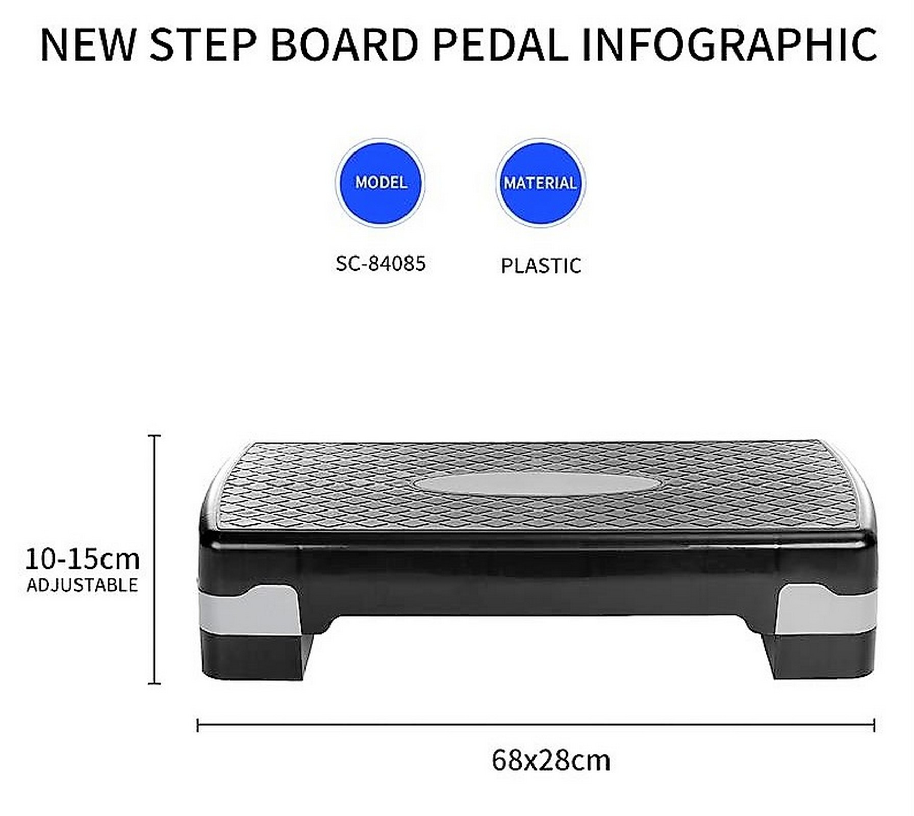 Steppbrett Aerobic Fitness Stepper Board Step-Bench Höhenverstellbar 10-15 cm